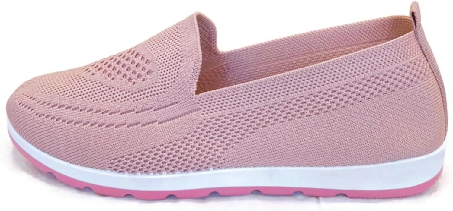 Women's Knitting Flat Shoes Walking Shoes Comfort Loafers Breathable Mesh Female Round Toe Black, Pink, Purple, Red