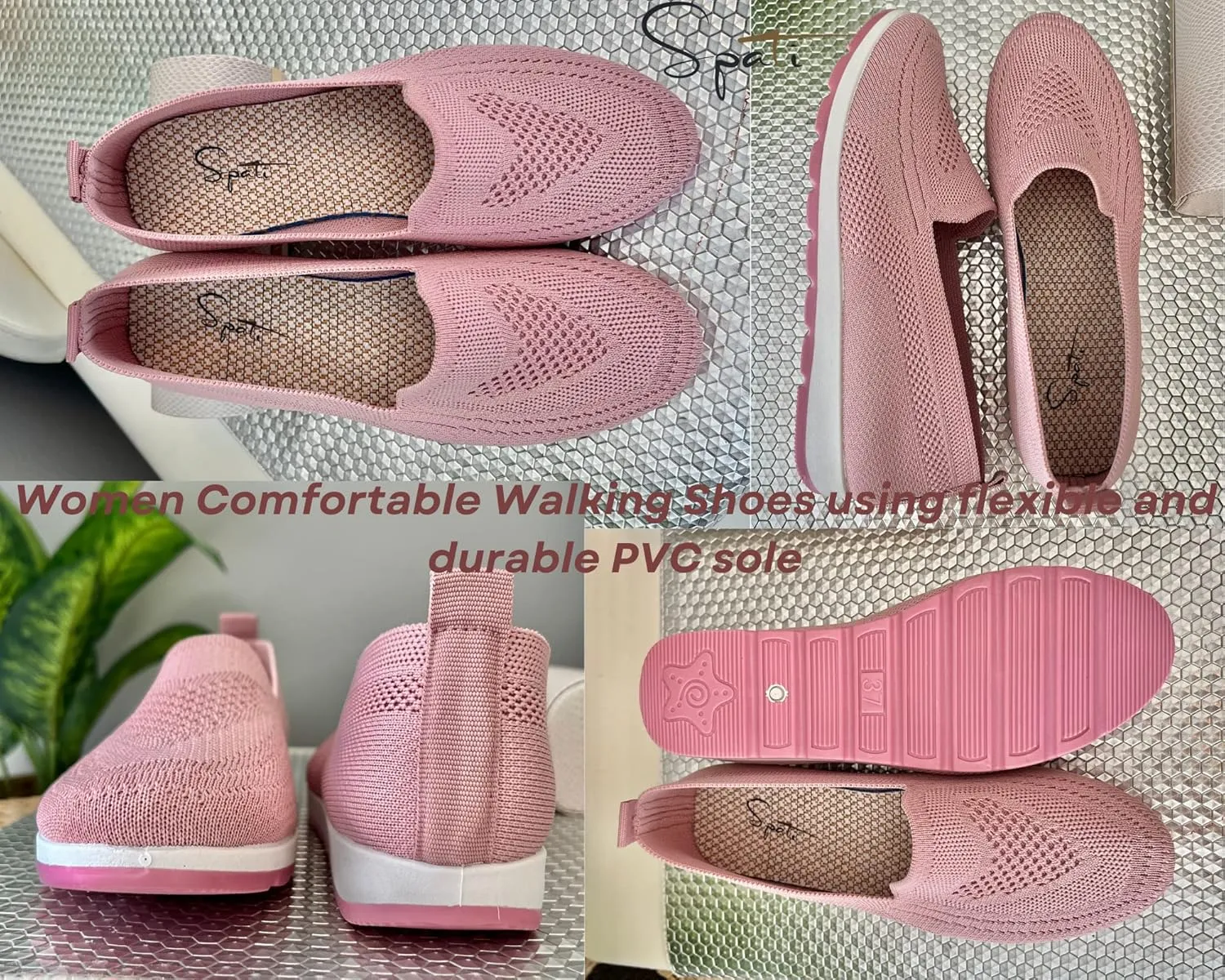 Women's Knitting Flat Shoes Walking Shoes Comfort Loafers Breathable Mesh Female Round Toe Black, Pink, Purple, Red