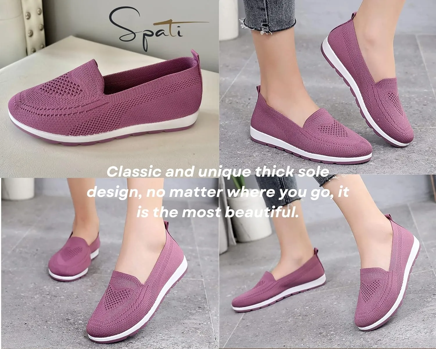 Women's Knitting Flat Shoes Walking Shoes Comfort Loafers Breathable Mesh Female Round Toe Black, Pink, Purple, Red