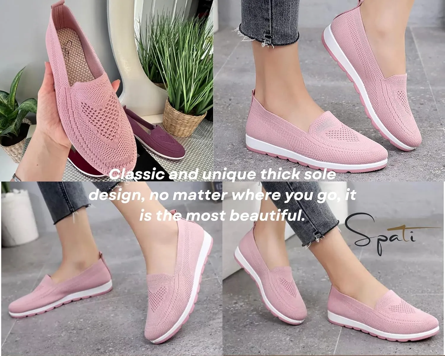 Women's Knitting Flat Shoes Walking Shoes Comfort Loafers Breathable Mesh Female Round Toe Black, Pink, Purple, Red