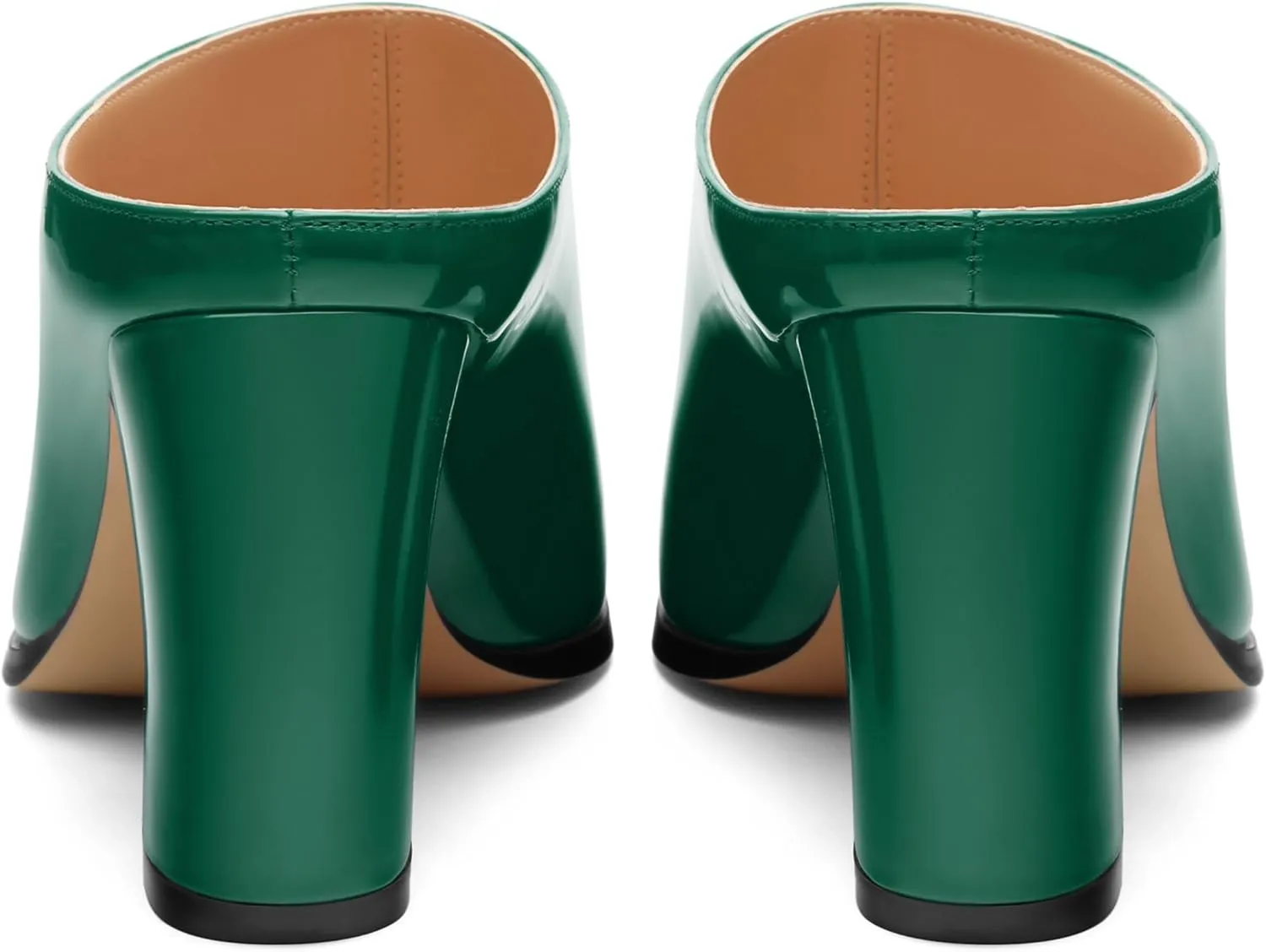 Womens Mules, Closed Square Toe Chunky Heel Mules, High Block Heel Backless Loafers Shoes, Slip On Mules for Women Dress Party Shoes 3.35 Inch