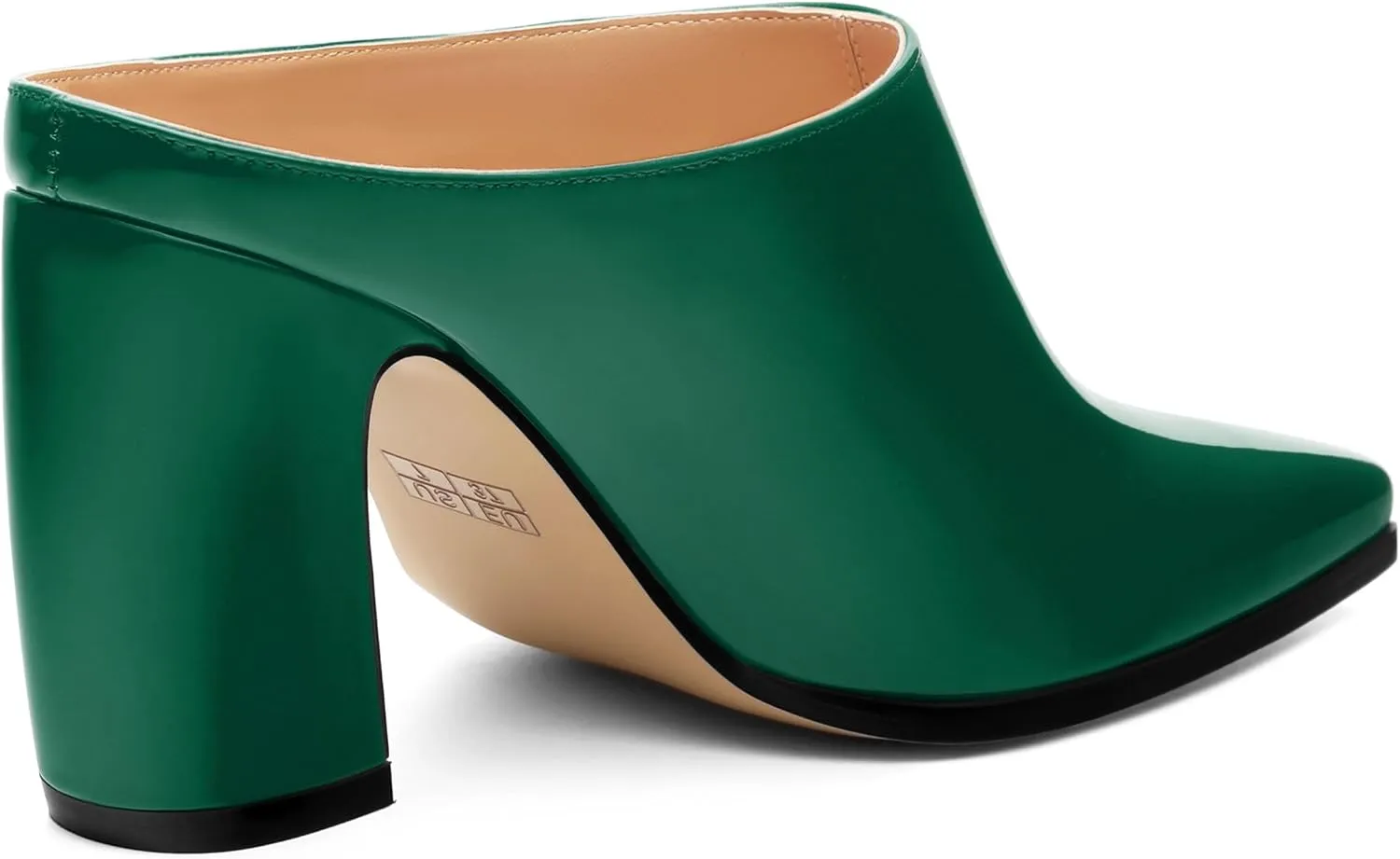 Womens Mules, Closed Square Toe Chunky Heel Mules, High Block Heel Backless Loafers Shoes, Slip On Mules for Women Dress Party Shoes 3.35 Inch
