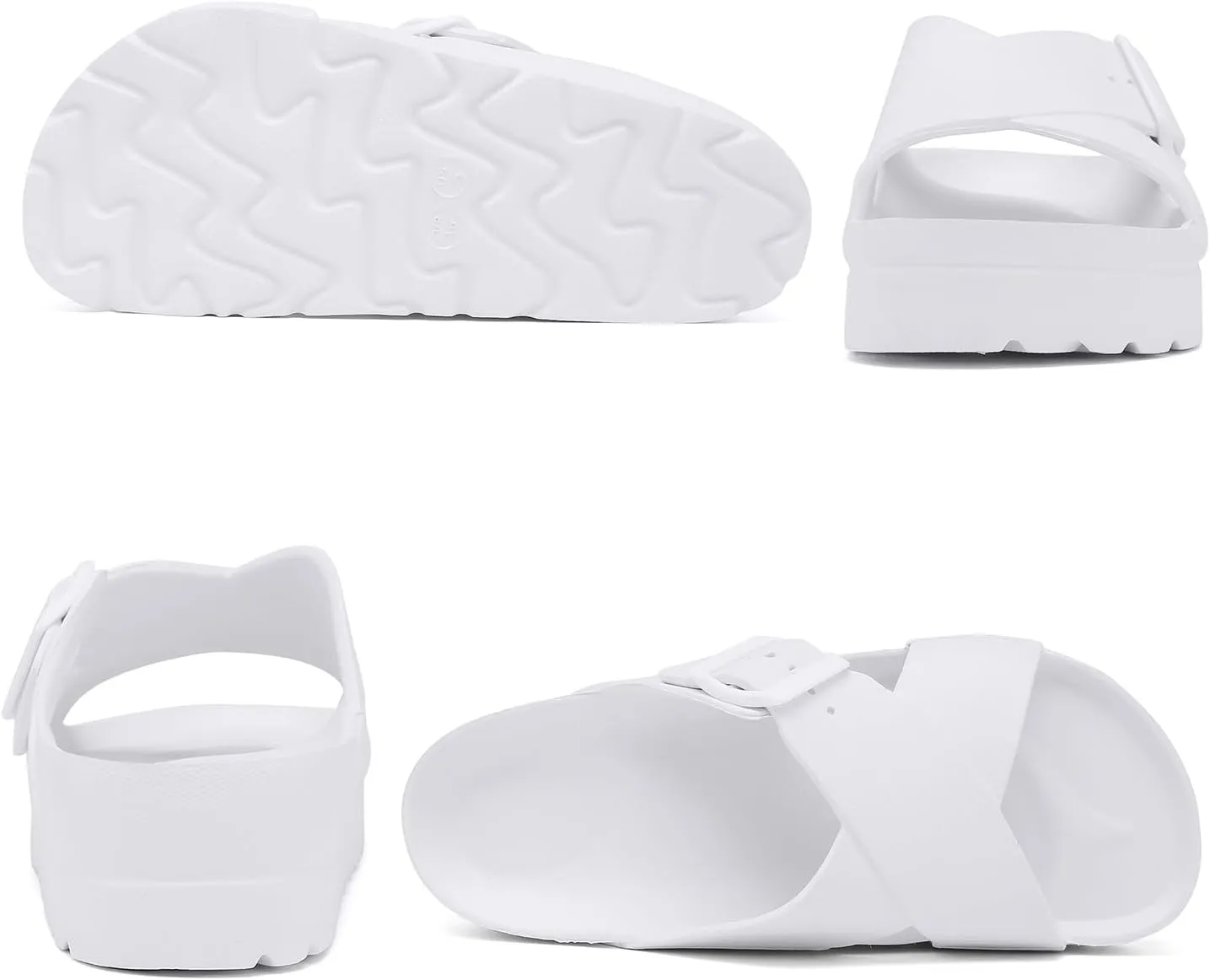 Womens Platform Sandals with Arch Support, Adjustable Buckle Beach Sandal Woman Comfort Lightweight Ultra Cushion EVA Slides