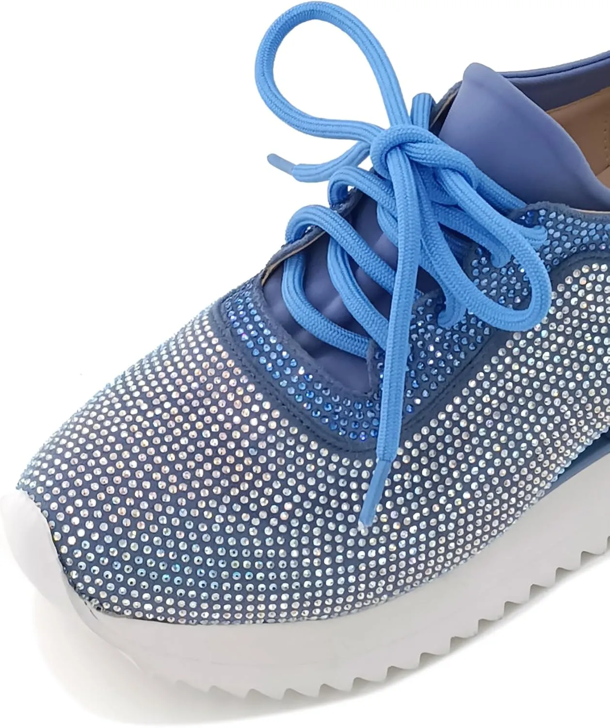 Women's Platform Sneakers Fashion Rhinestone Sneakers Shoes Low Top Walking Shoes Lace Up