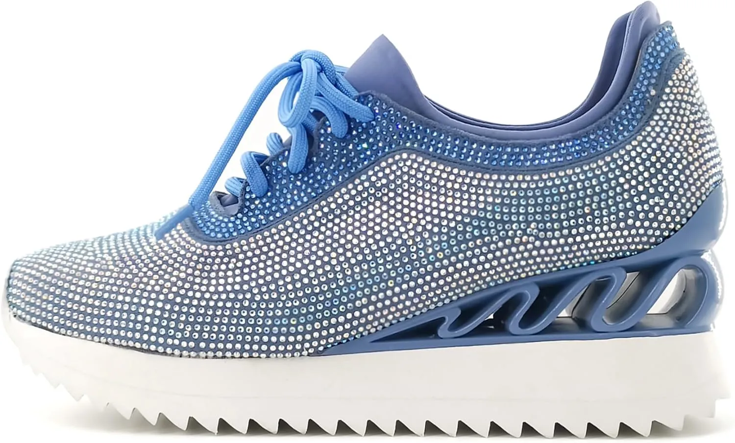 Women's Platform Sneakers Fashion Rhinestone Sneakers Shoes Low Top Walking Shoes Lace Up