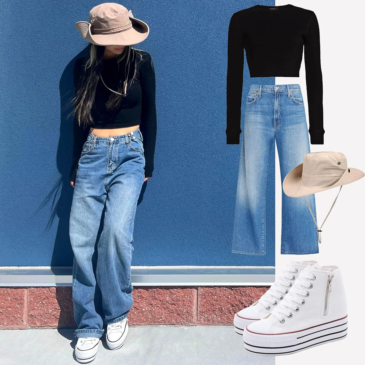 Womens Platform Wedge Sneakers Hidden Wedge 4 Inches Height Boost, High Top Canvas Heel Sneakers White Fashion Sneakers for Women and Girls