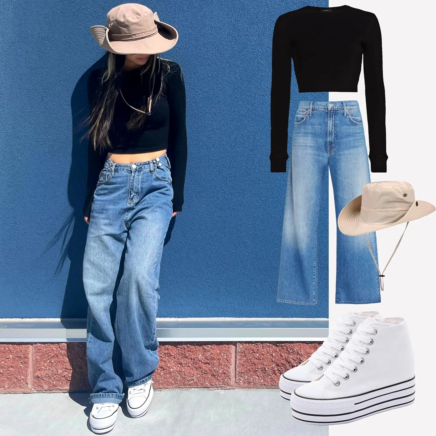 Womens Platform Wedge Sneakers Hidden Wedge 4 Inches Height Boost, High Top Canvas Heel Sneakers White Fashion Sneakers for Women and Girls