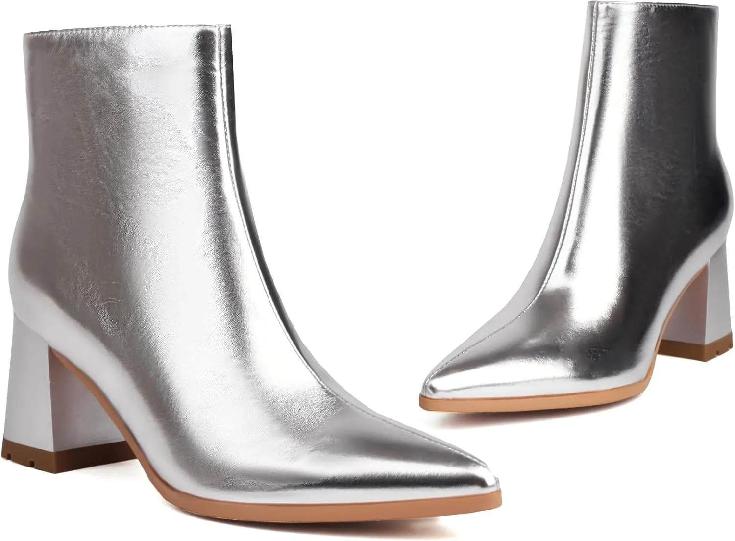 Women's Pointed Toe Boots Block Chunky Heel Ankle Booties