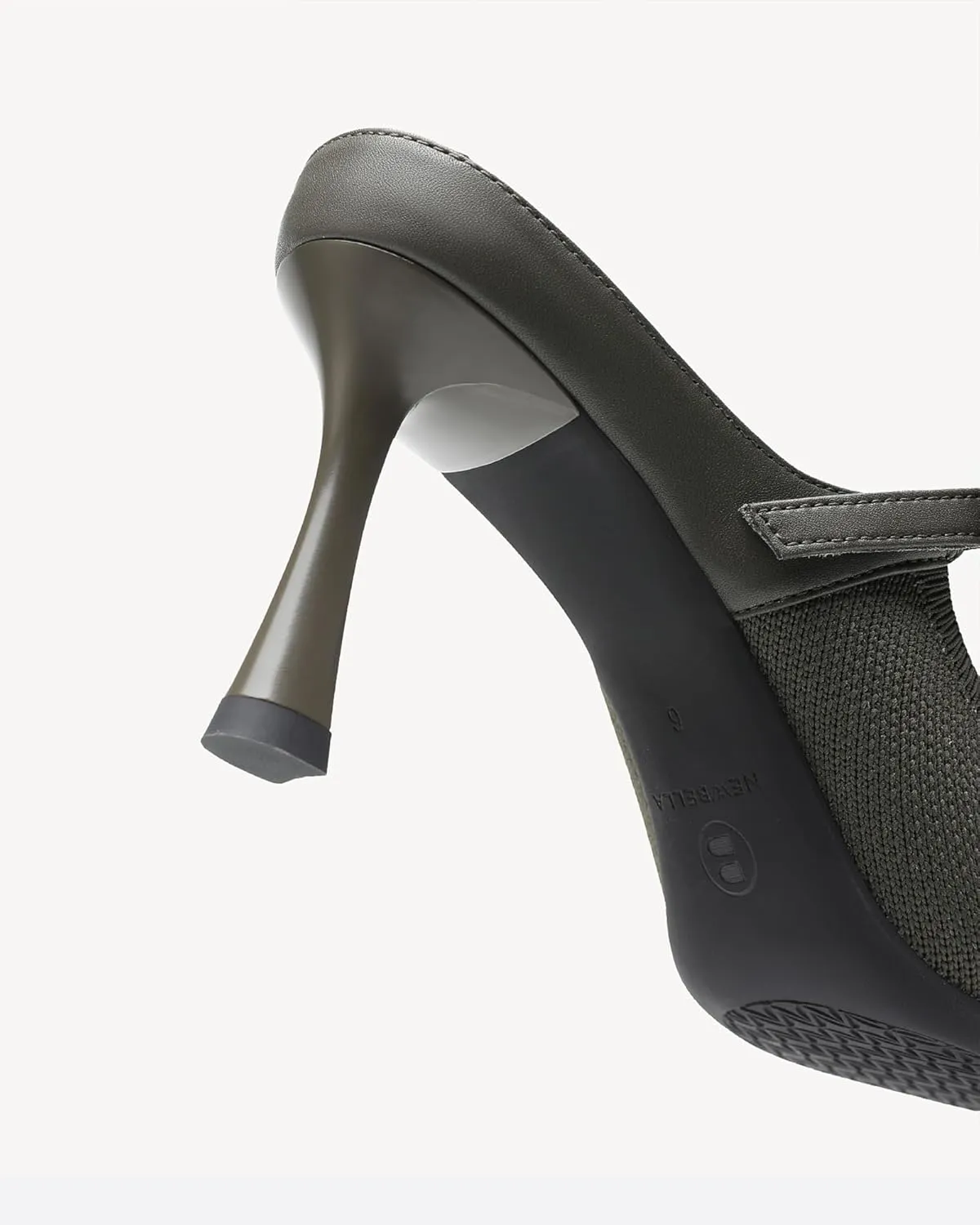 Women's Pointed Toe Heeled Mules, Knit Sandals, Slip-On Shoes