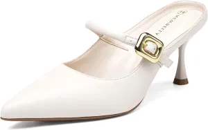 Women's Pointed Toe Heeled Mules, Knit Sandals, Slip-On Shoes