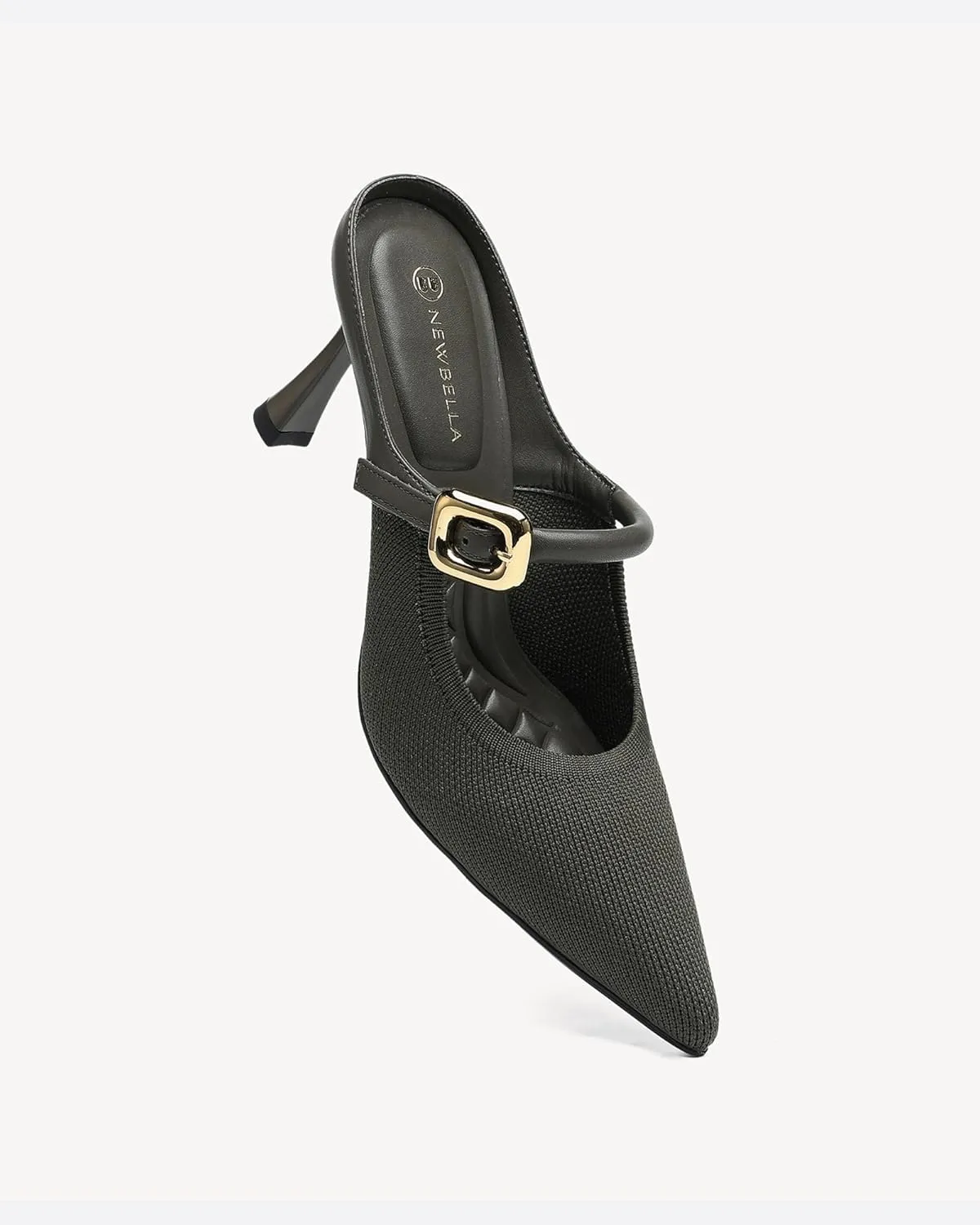 Women's Pointed Toe Heeled Mules, Knit Sandals, Slip-On Shoes