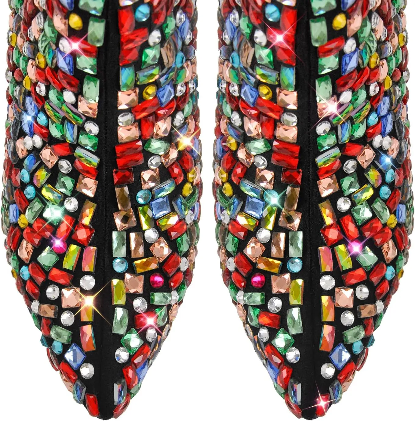 Women's Rhinestones Studded Sparkly Slim High Heels Side Zipper Ankle Boots