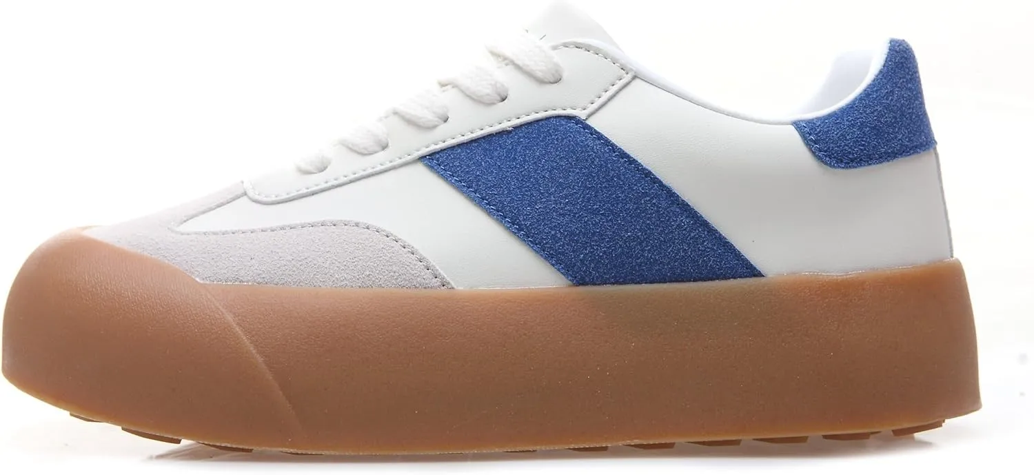 Women's Skateboard Shoes Chunky Platform Sneakers Lace-Up Low Top Comfortable Casual Shoe