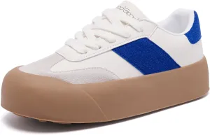 Women's Skateboard Shoes Chunky Platform Sneakers Lace-Up Low Top Comfortable Casual Shoe