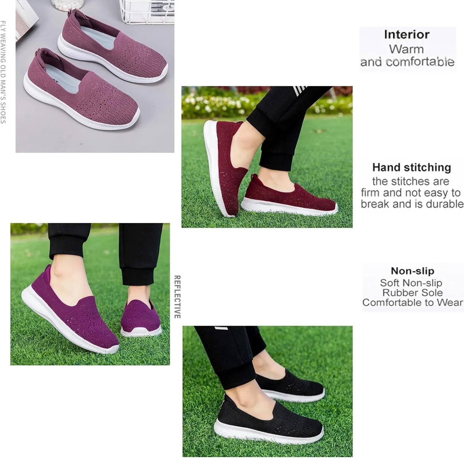 Women's Slip-on Mesh Cutout Loafers,Low Top Lightweight Knit Breathable Mesh Walking Shoe,Comfort Flat Nurse Work Casual Shoes.