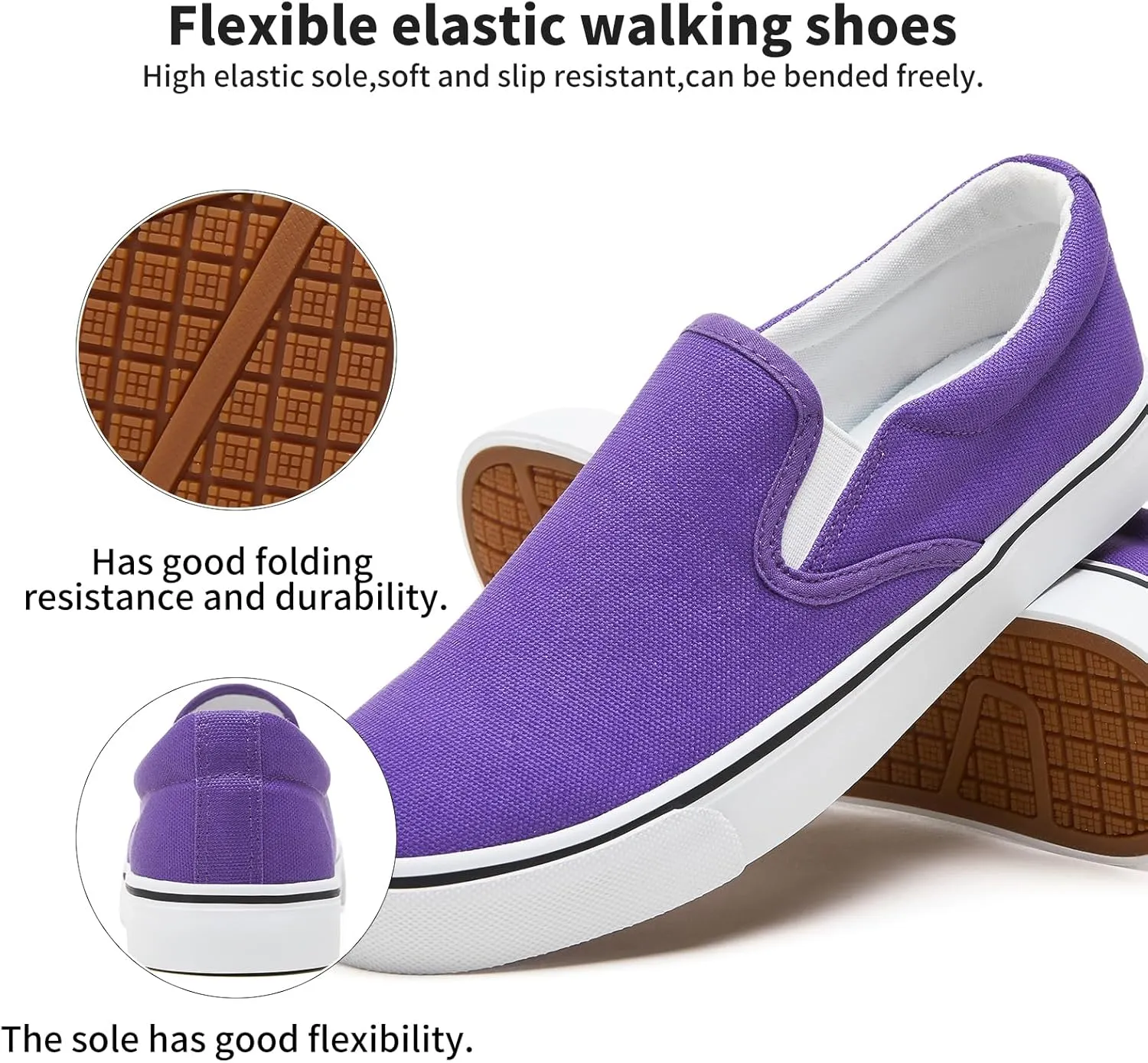 Women's Slip on Shoes Canvas Sneakers Loafers Non Slip Shoes Low Top Casual Shoes