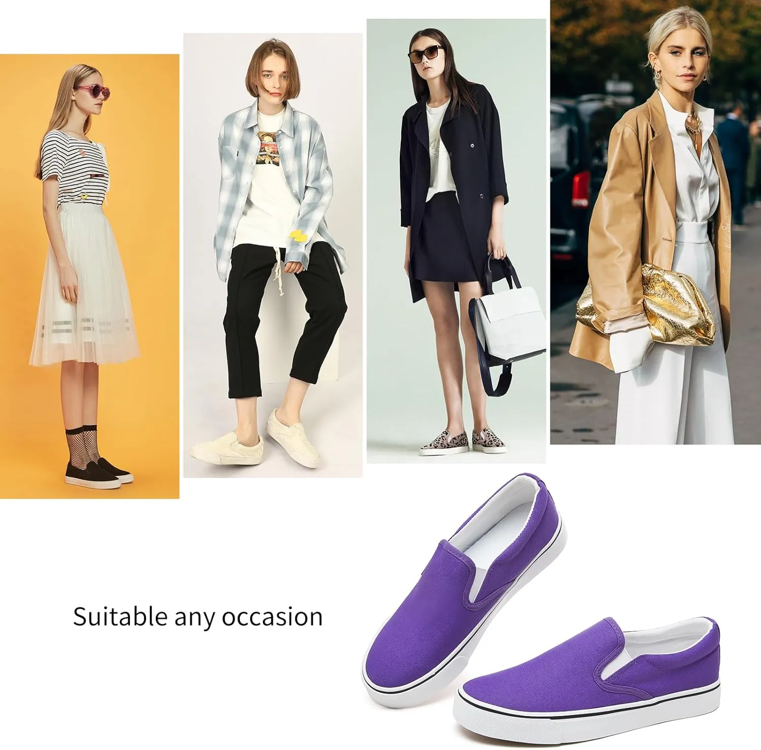 Women's Slip on Shoes Canvas Sneakers Loafers Non Slip Shoes Low Top Casual Shoes
