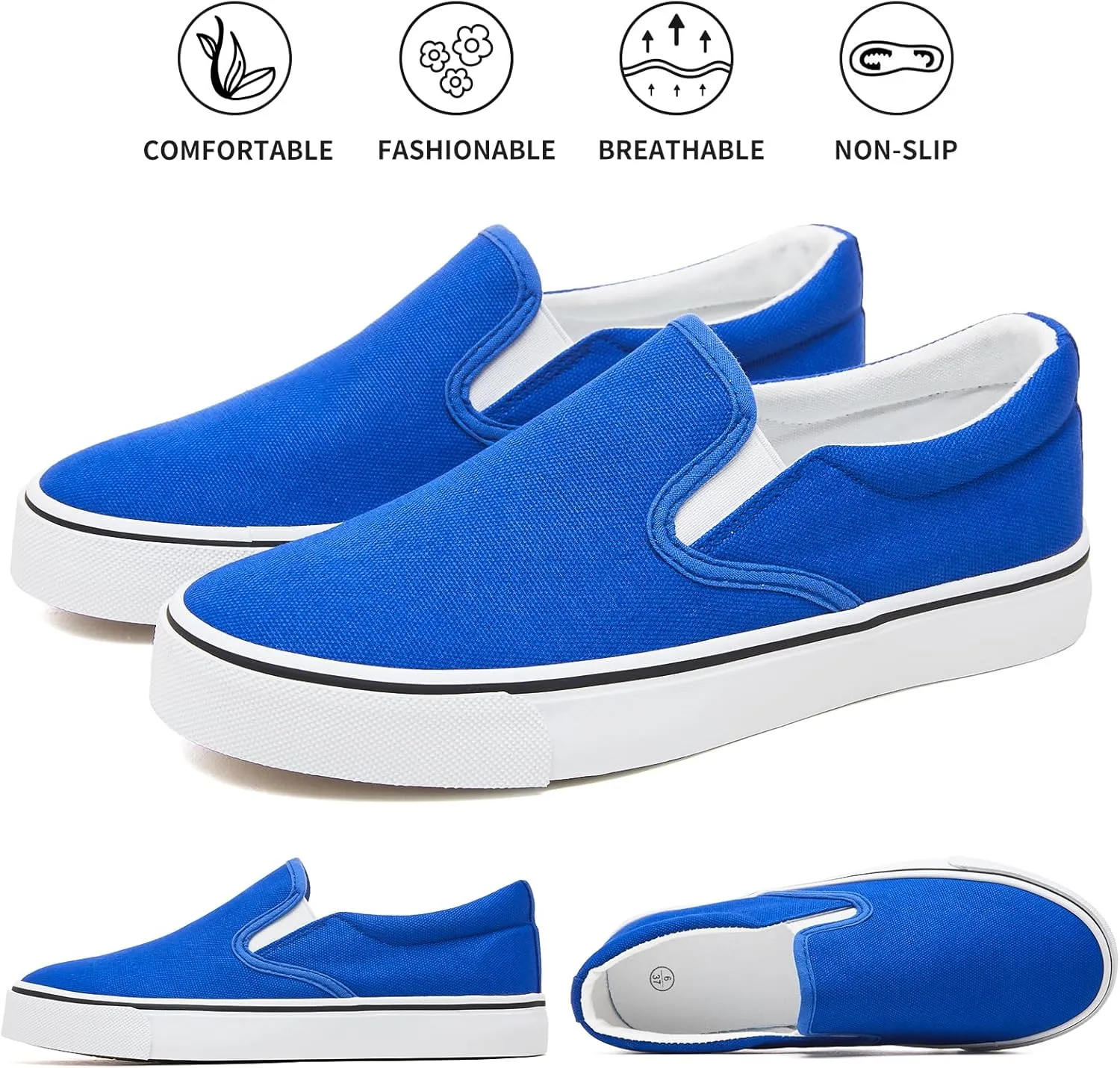 Women's Slip on Shoes Canvas Sneakers Loafers Non Slip Shoes Low Top Casual Shoes