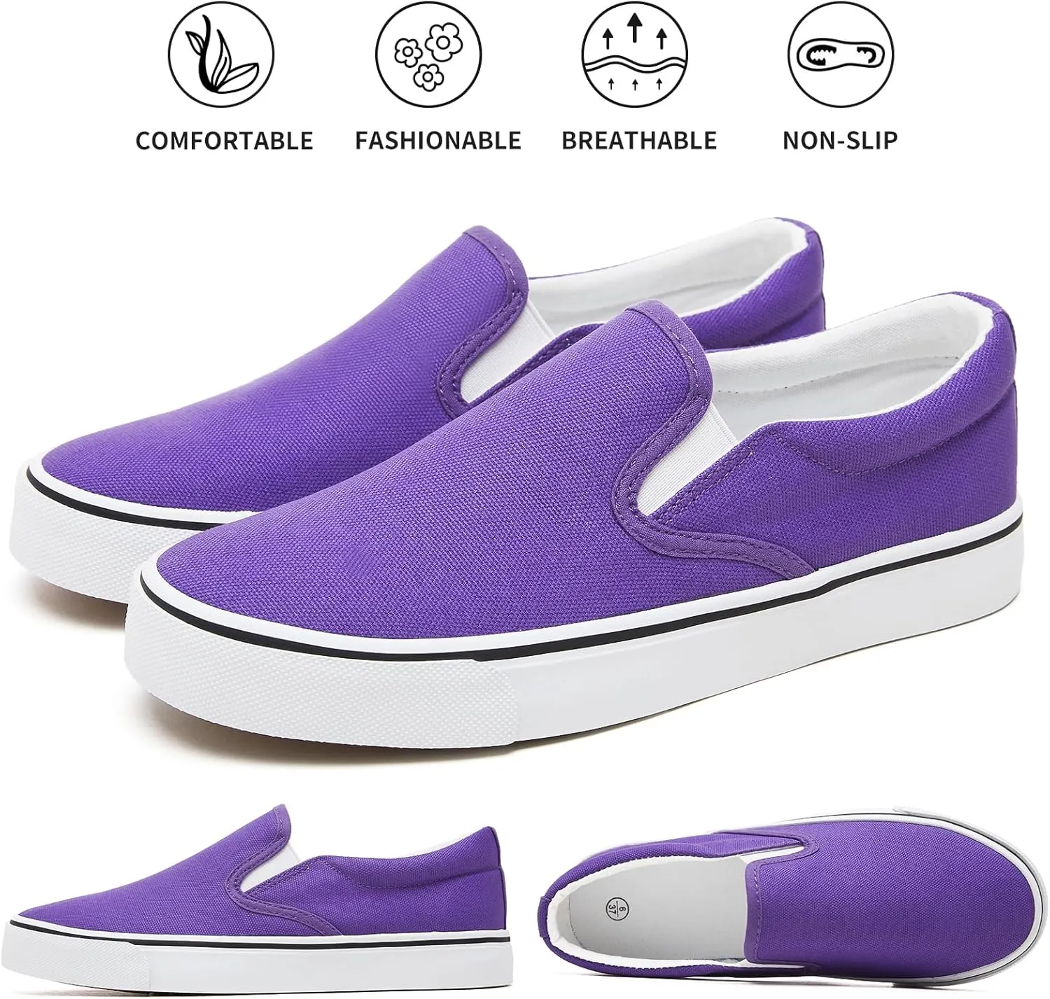 Women's Slip on Shoes Canvas Sneakers Loafers Non Slip Shoes Low Top Casual Shoes