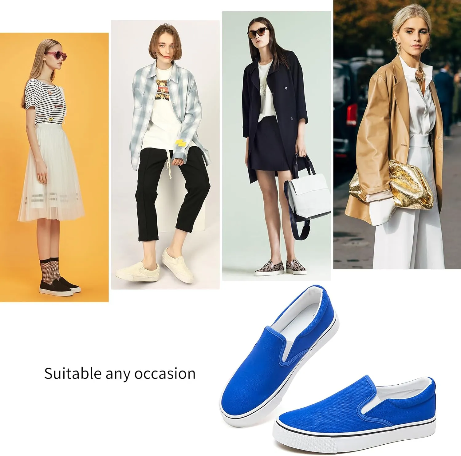 Women's Slip on Shoes Canvas Sneakers Loafers Non Slip Shoes Low Top Casual Shoes