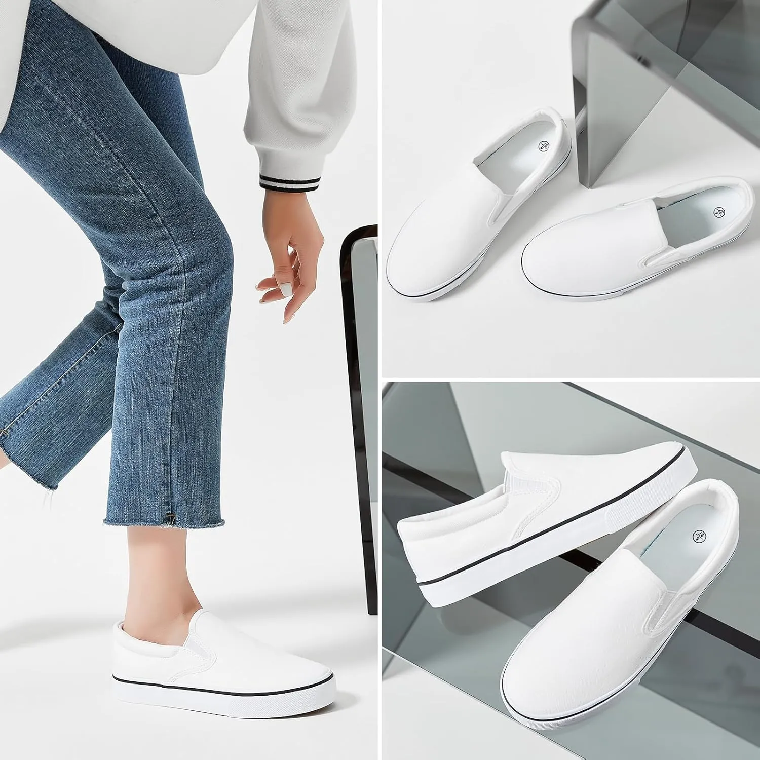 Women's Slip on Shoes Canvas Sneakers Loafers Non Slip Shoes Low Top Casual Shoes