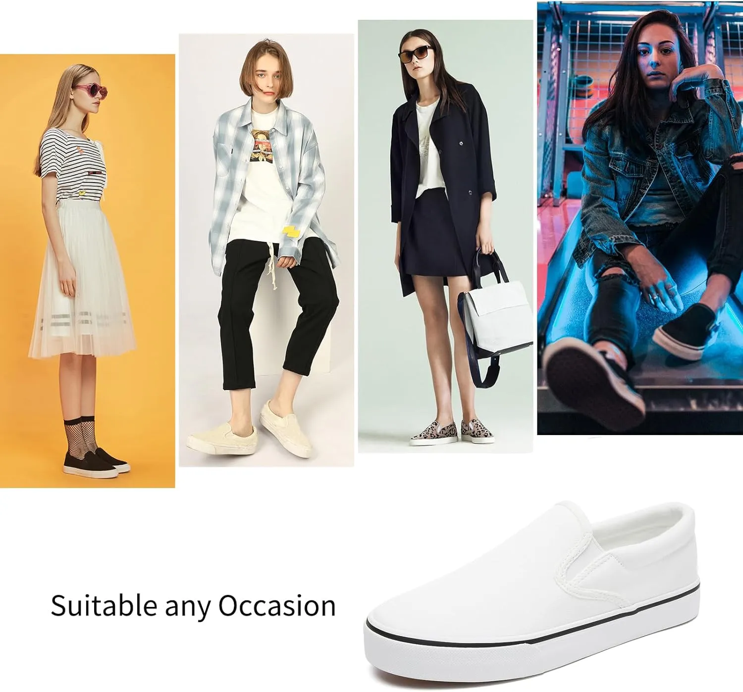 Women's Slip on Shoes Canvas Sneakers Loafers Non Slip Shoes Low Top Casual Shoes