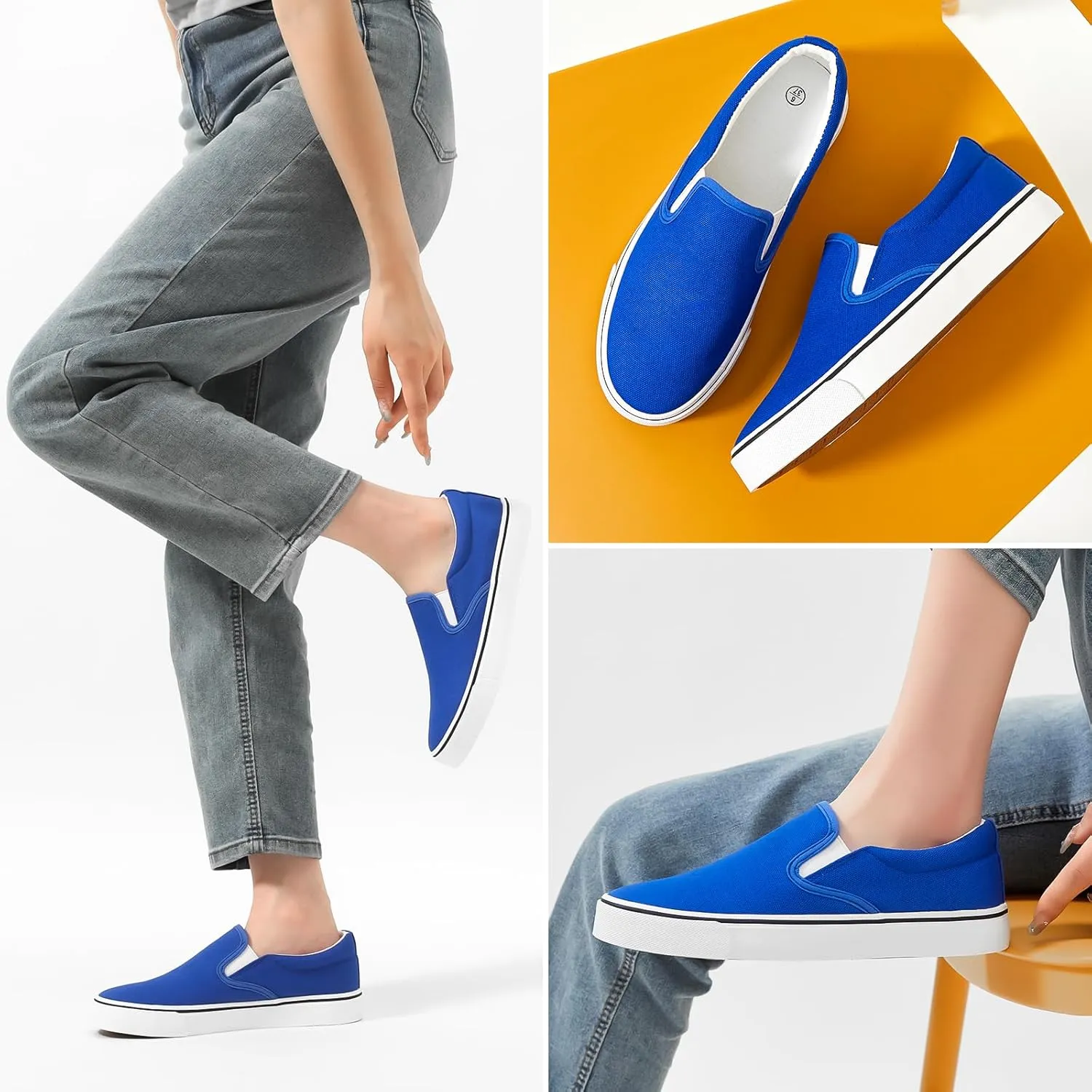 Women's Slip on Shoes Canvas Sneakers Loafers Non Slip Shoes Low Top Casual Shoes