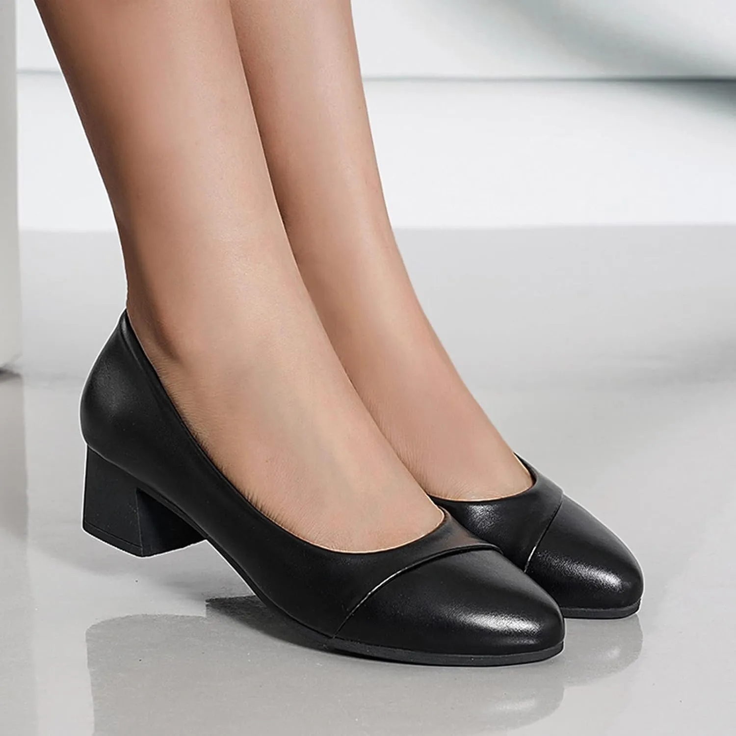Women's Slip-Ons Loafers Round Toe Dress Shoes Work Pumps Closed Toe Heels Office Shoes Chunky Block Mary Janes
