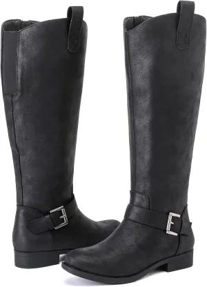 Women's Slouchy Knee High Boots, Comfortable and Fashionable Round Toe Riding Combat Boots for Fall and Winter Wear for Women.
