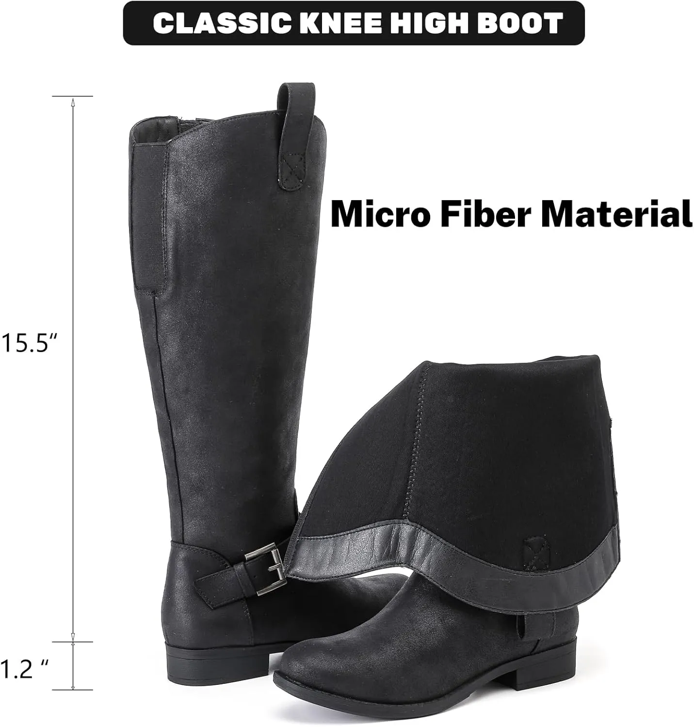 Women's Slouchy Knee High Boots, Comfortable and Fashionable Round Toe Riding Combat Boots for Fall and Winter Wear for Women.