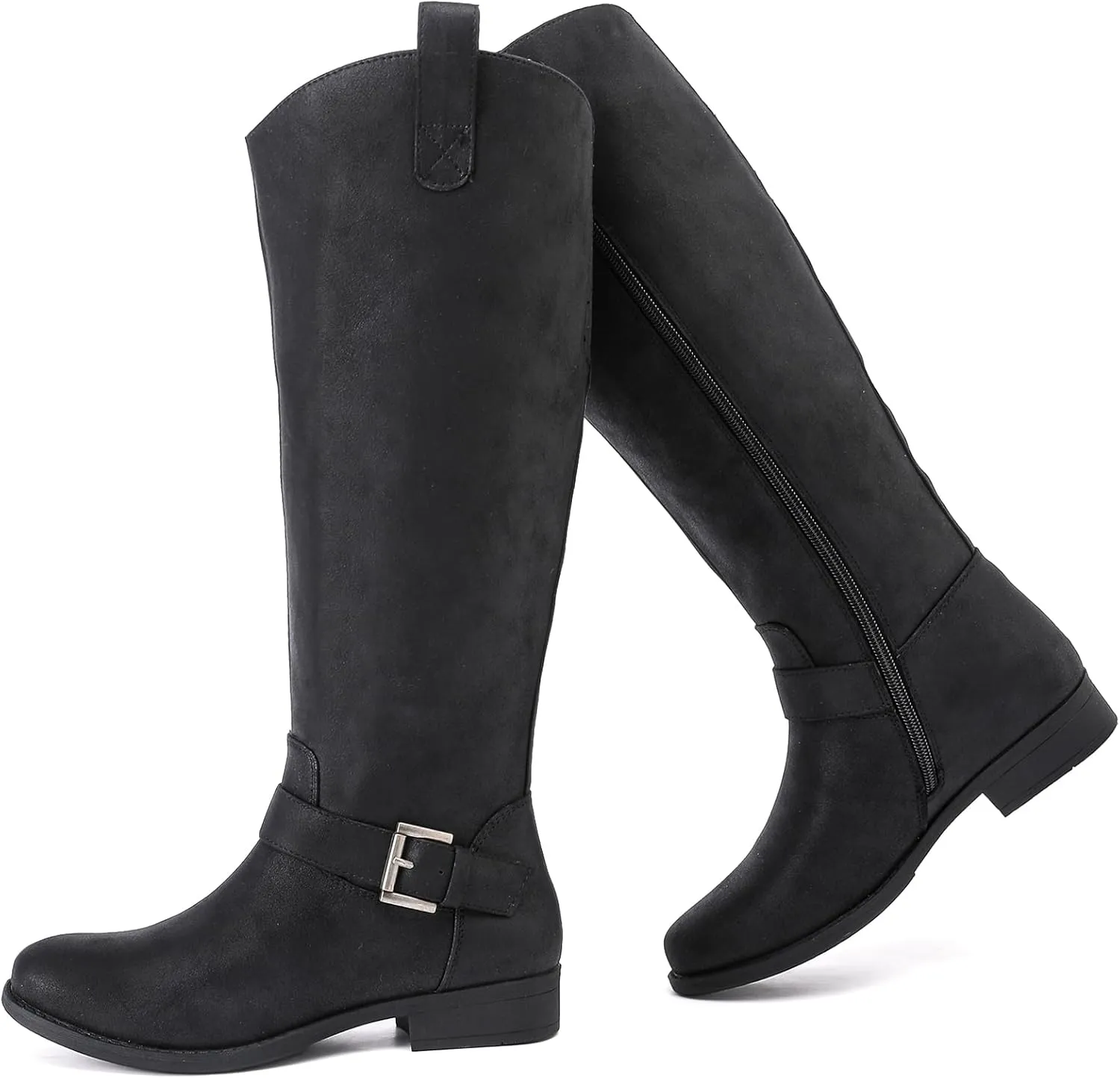 Women's Slouchy Knee High Boots, Comfortable and Fashionable Round Toe Riding Combat Boots for Fall and Winter Wear for Women.