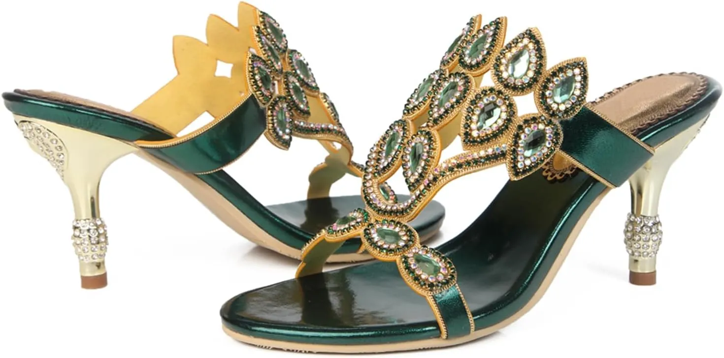 Women's Stylish Sparkle Rhinestone Sandals Jeweled Sandals Summer Sandals Womens Mules Sandals