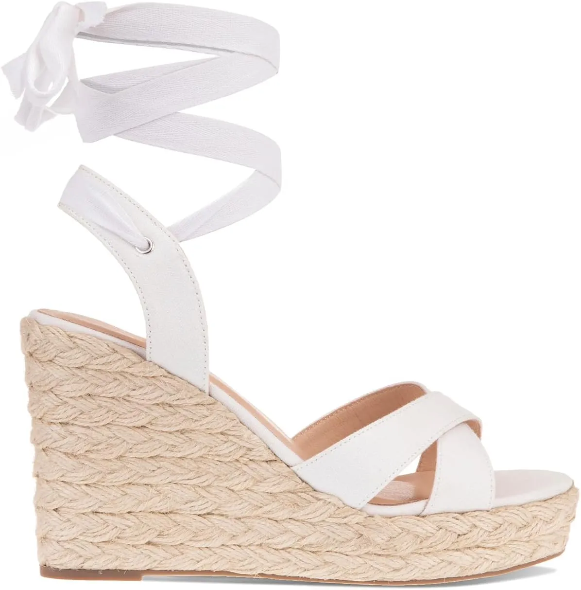 Women's Wedge Platform Espadrille Open Toe Lace-Up Sandals, Cross Strap Wedge Sandals Summer Espadrilles Ankle Strap Buckle Platform Sandals