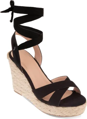 Women's Wedge Platform Espadrille Open Toe Lace-Up Sandals, Cross Strap Wedge Sandals Summer Espadrilles Ankle Strap Buckle Platform Sandals