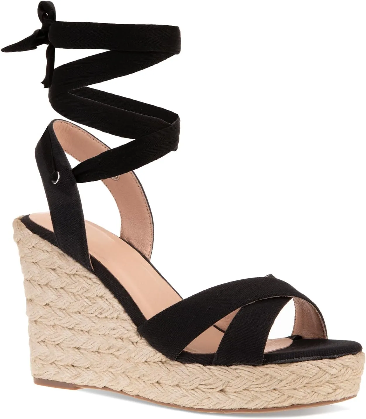 Women's Wedge Platform Espadrille Open Toe Lace-Up Sandals, Cross Strap Wedge Sandals Summer Espadrilles Ankle Strap Buckle Platform Sandals
