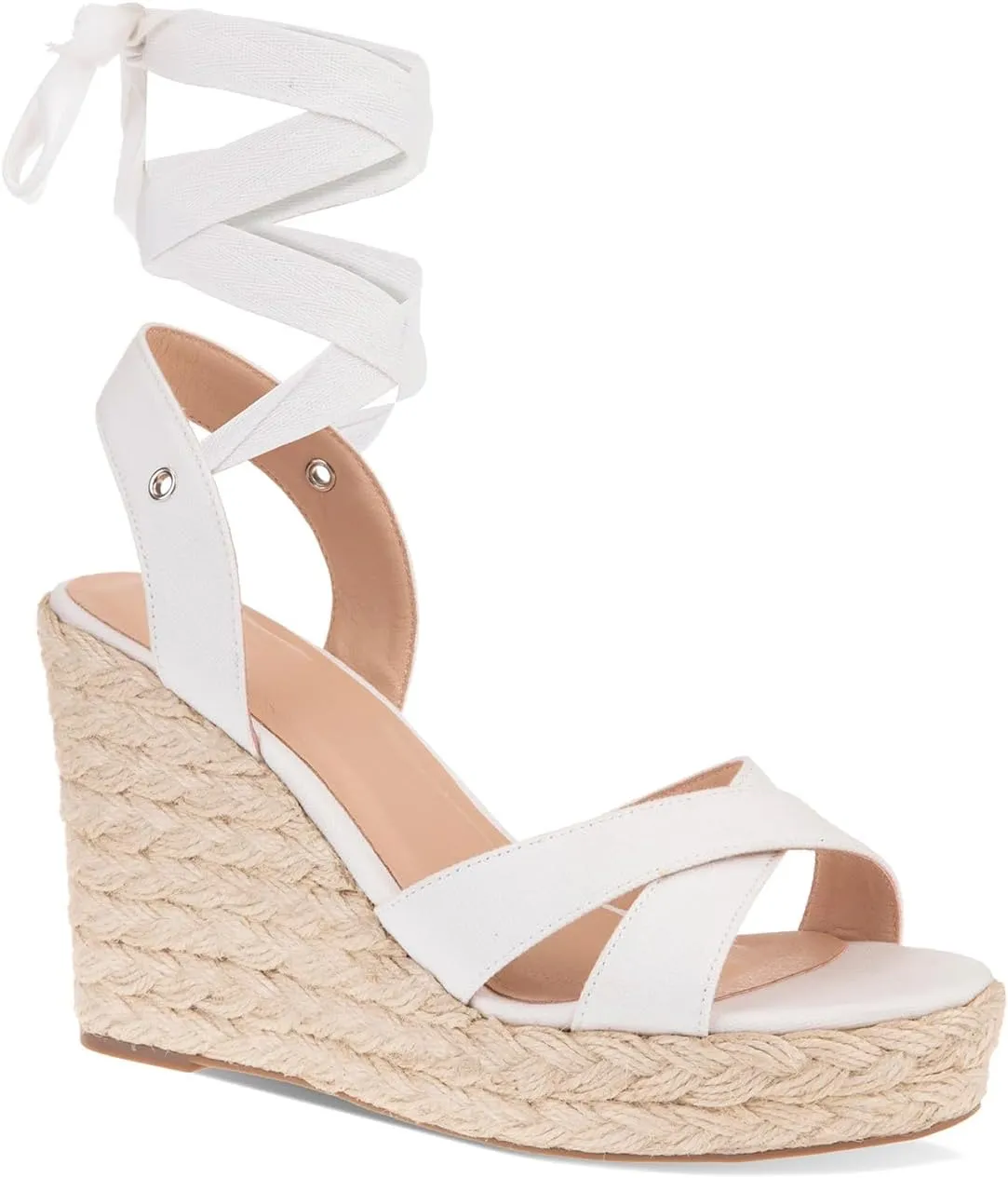 Women's Wedge Platform Espadrille Open Toe Lace-Up Sandals, Cross Strap Wedge Sandals Summer Espadrilles Ankle Strap Buckle Platform Sandals