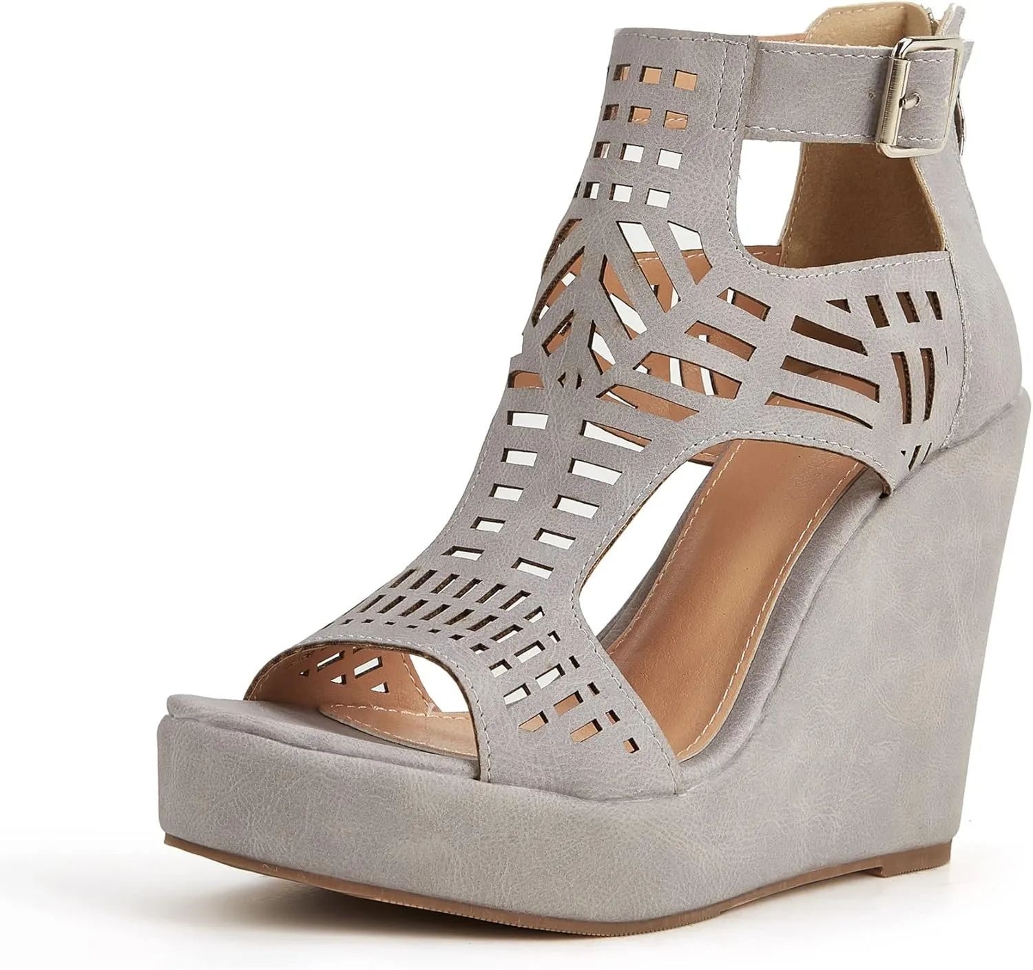 Women's Wedge Sandals Casual Summer Buckle Open Toe Ankle Strap Platform Wedge Heels