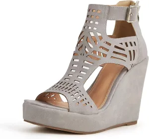 Women's Wedge Sandals Casual Summer Buckle Open Toe Ankle Strap Platform Wedge Heels