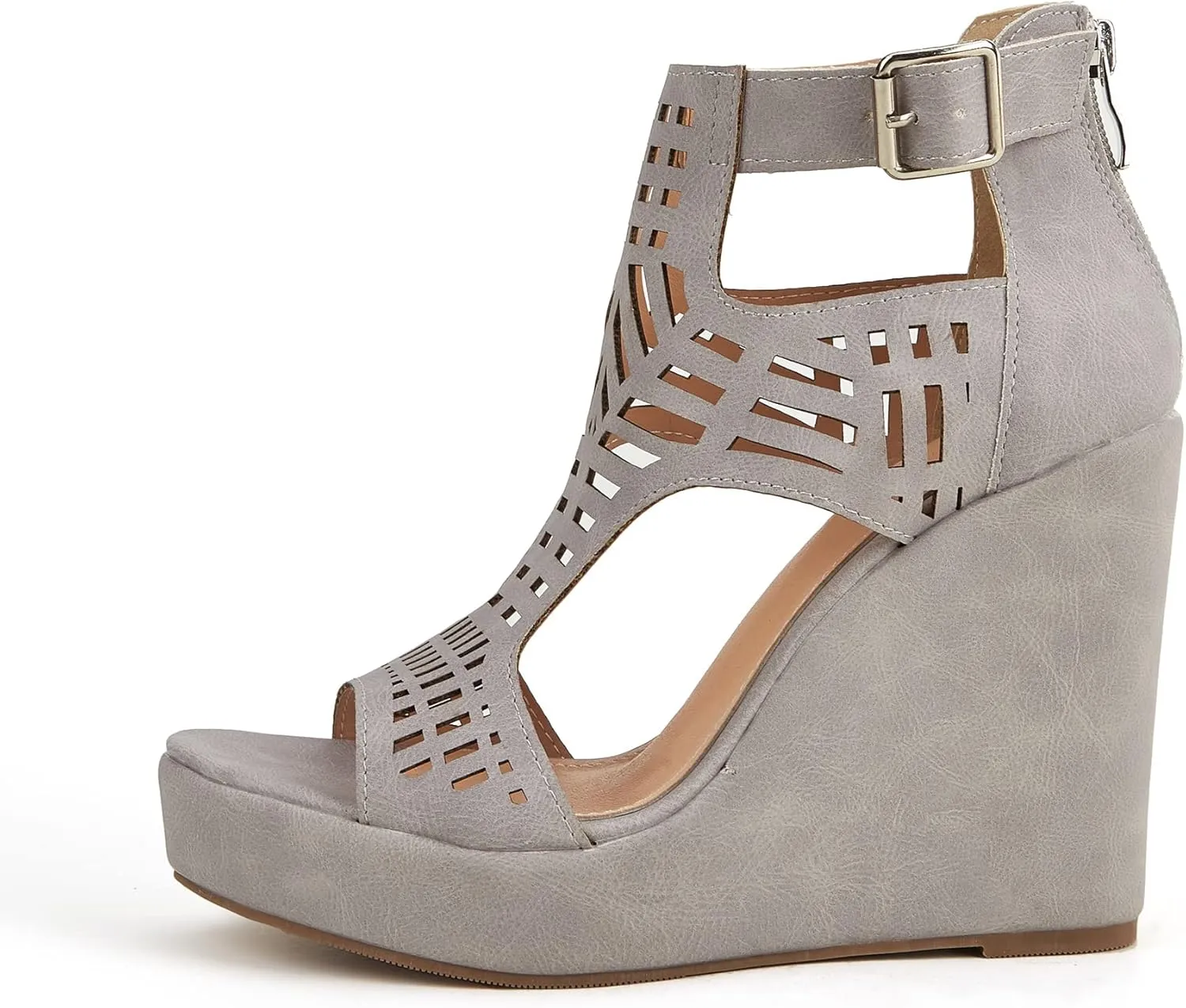 Women's Wedge Sandals Casual Summer Buckle Open Toe Ankle Strap Platform Wedge Heels