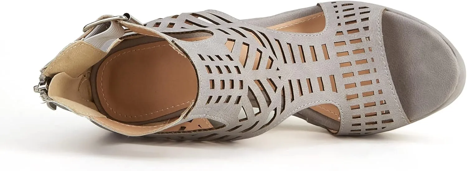 Women's Wedge Sandals Casual Summer Buckle Open Toe Ankle Strap Platform Wedge Heels