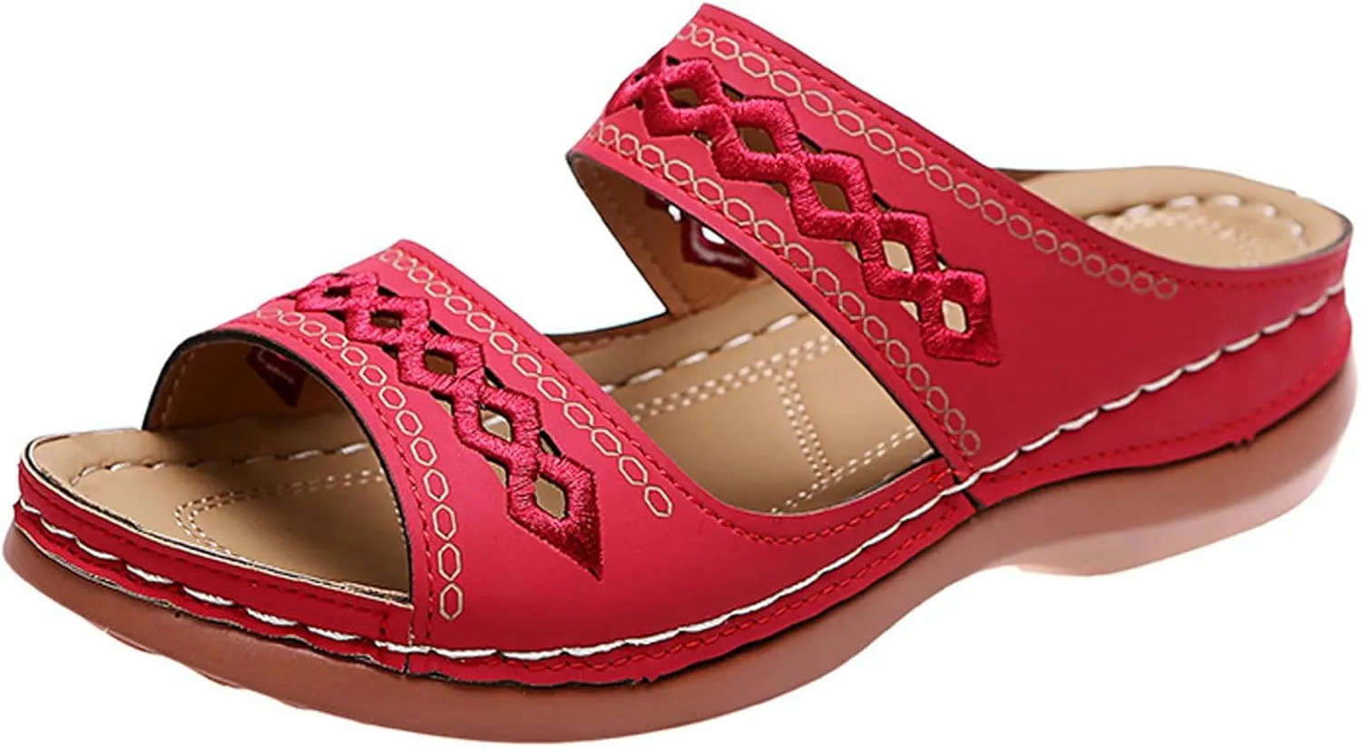 Women's Wedge Sandals - Wide Width, Arch Support, Slip On, Comfortable & Lightweight