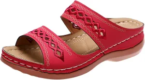 Women's Wedge Sandals - Wide Width, Arch Support, Slip On, Comfortable & Lightweight