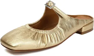 XIEDA Mules for Women Comfortable Flats Slip on Low Heel Backless Loafer Shoes