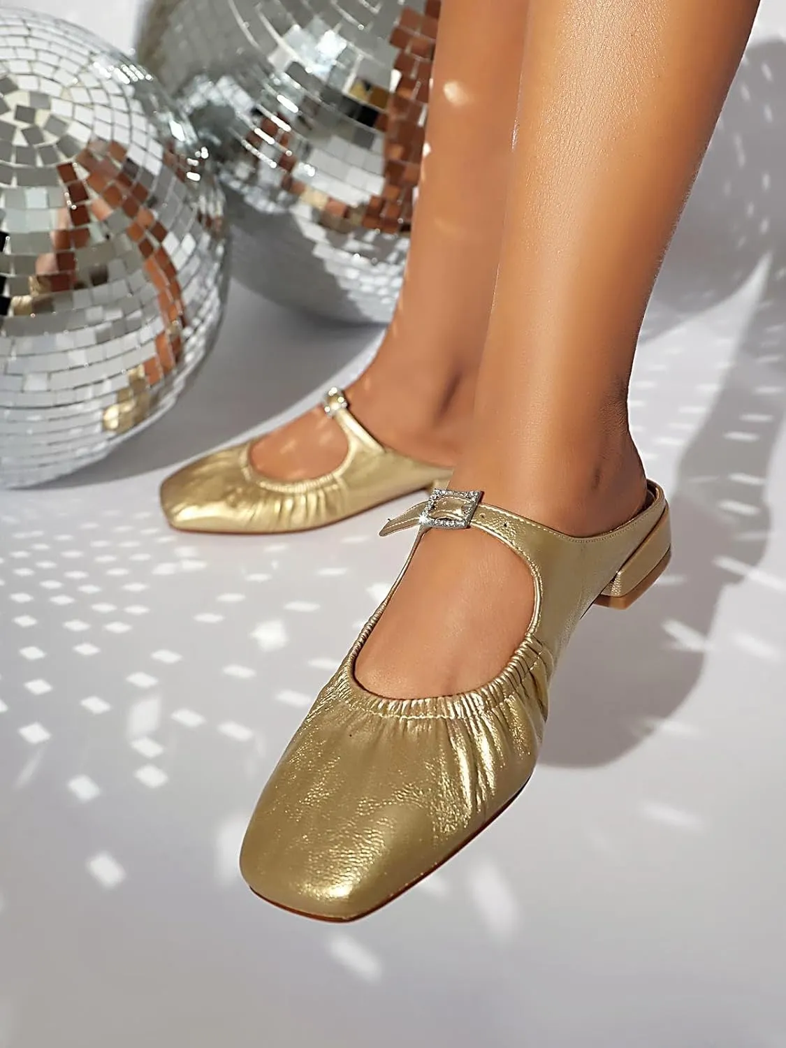 XIEDA Mules for Women Comfortable Flats Slip on Low Heel Backless Loafer Shoes