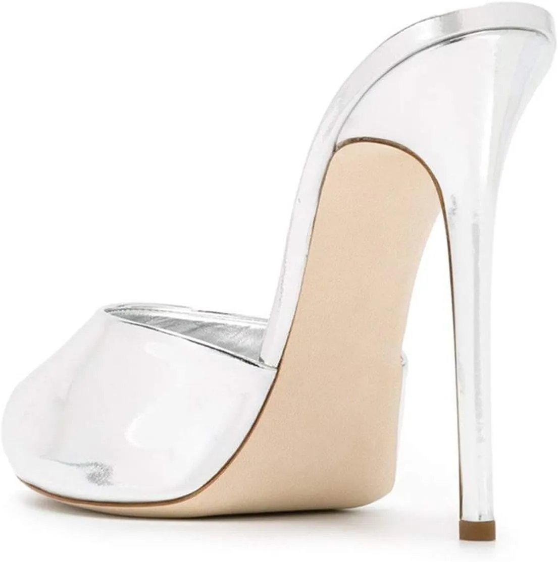 XYD Women Platform Slippers Slip On Stilettos Slides Sexy High Heel Mules Open Almond Toe Fashion Sandals Shoes
