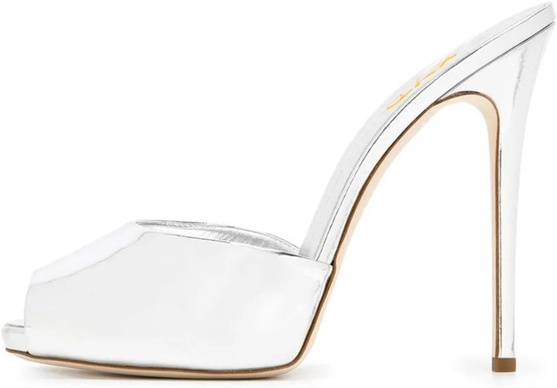 XYD Women Platform Slippers Slip On Stilettos Slides Sexy High Heel Mules Open Almond Toe Fashion Sandals Shoes