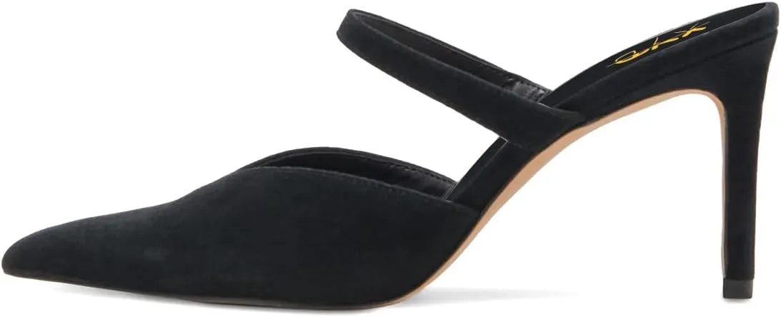 XYD Women Pointed Closed Toe Mules Single Strap Slip On Mid High Heels Sandals Stilettos Chic Ladies Spring Summer Dress Wedding Party Shoes