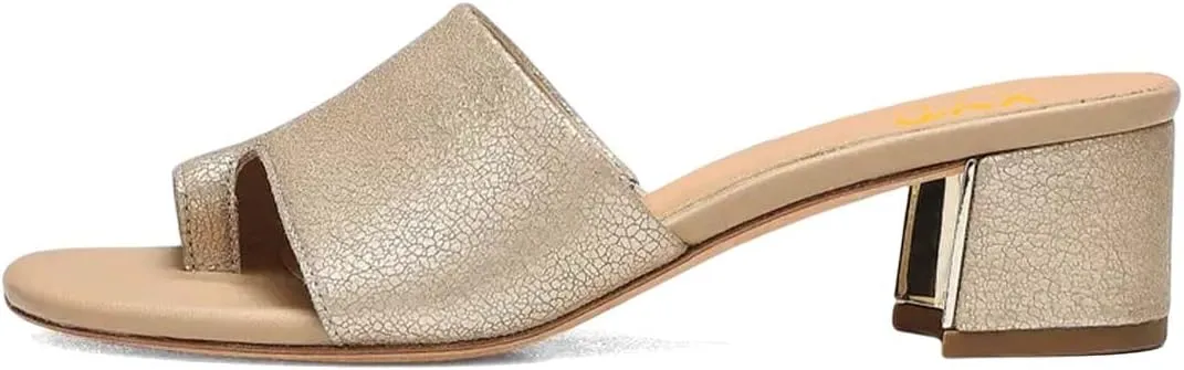 XYD Women's Open Split Toe Low Chunky Heel Slides Mules Slip On Thong Sandals Comfort Holidays Casual Dress Slipper Shoes