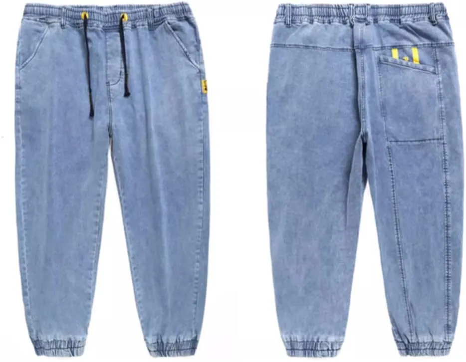 XYGJZ Men's Denim Jogger Pants Loose Fit Casual Jeans Trousers