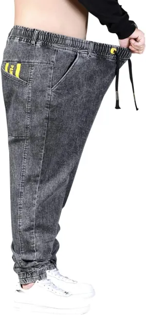 XYGJZ Men's Denim Jogger Pants Loose Fit Casual Jeans Trousers